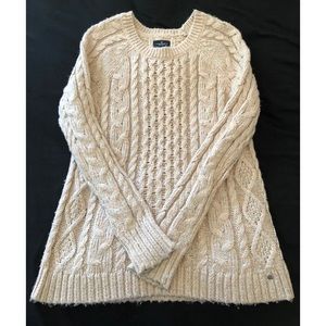 American Eagle Cream Pink Sparkle Sweater Small